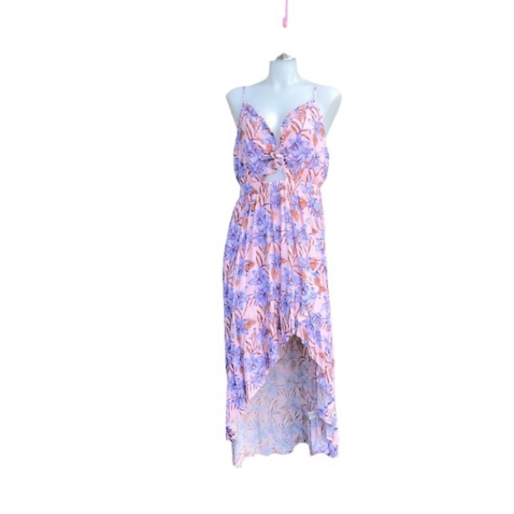 Justify High Low Dress - Purple and Orange Floral